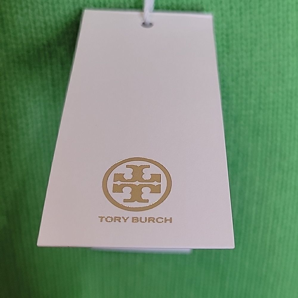 TORY BURCH Cashmere Spring Green and Navy Crewneck Sweater Size XXS NWT - Picture 6 of 11